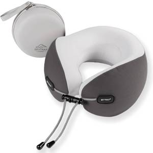 lot 10149 image: SKYTRAX COMF� Premium Ergonomic Memory Foam Travel Neck Pillow, Washable Cooling Ice Silk Cover, Firm Neck Support for Airplane Long Flights and Pain Relief, with Portable Carry Case (Grey)