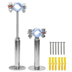lot 10156 image: AKIHISA 2 Pcs 304 Stainless Steel Pipe Supports, Wall Mount Ceiling Mount Pipe Hanger, Pipe Holder for OD Pipe 15-19MM Adjustable Height Range 100-200mm