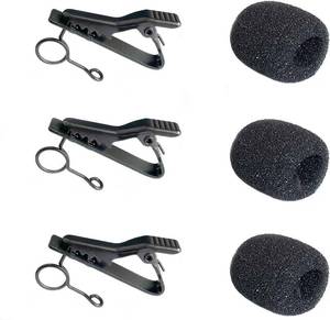 lot 10164 image: LiZEROGDAX 3PCS Black Metal Tie Lavalier Microphone Clip, with 3pc Lapel Mic Windscreen Foam Covers, Lapel Accessories for Fixing