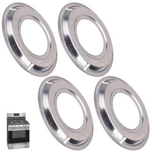 lot 10170 image: 4 Pcs 5303131115 540T014P01 and RGP 300 Replacement Round Range Gas Stove Drip Pans for Frigi-daire, Ap-pan Round Gas Pans, Each Drip Pan Has 3 Openings Replace 540T014P04, 540T014P05, AP2137021