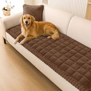 lot 10178 image: Smiry Non Slip Couch Covers for Dogs, Fuzzy Pet Couch Covers for 3 Cushion Sofa Pet Friendly, Soft Sofa Slipcovers Cushion Furniture Protector Washable (Brown, 27.6in x 70.9in)