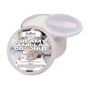 lot 10182 image: JerrBear�s Creamy Vanilla and Coconut Sugar Dusting Powder, Talc Free Body Formula for Women, Soft Scented Skin Care, Baking Soda Free for Smooth Finish, Gentle Powder for Daily Freshness, (4oz Jar)