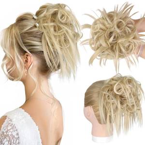 lot 10198 image: HMD Tousled Updo Messy Bun Hair Piece Hair Extension Ponytail With Elastic Rubber Band Updo Bun Synthetic Hairpieces for Women