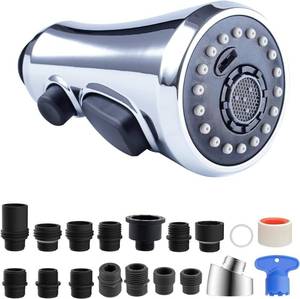 lot 10199 image: Hibbent Pull Down Spray Head for Kitchen Faucet, NSFANSICAN 61 and CUPC Certified 3-Function Spray Nozzle, 15 Adapters, Sink Faucet Head Replacement Compatible with Moen, Delta, Kohler, Chrome