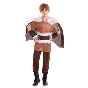 lot 10205 image: LMYOVE Viking Costume for Boys Kids Warrior Set Brown, with Cape Shirt Pants Belt Bracers for Halloween Dress Up PartyBrown9-10Y