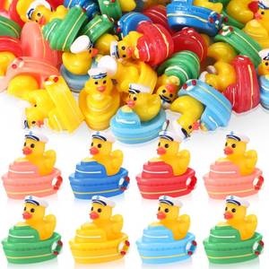 lot 10219 image: RoundFunny 36 Pcs Mini Ship Ducks Set Tiny Resin Cruise Duck in the Ship Funny Miniature Duck Sailor Figurines Micro Resin Animal Toy for Nautical Cruise Party Favors Hiding Car Garden Decor