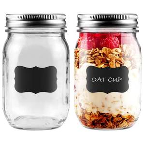 lot 11461 image: Showvigor 2-Pack 16oz Mason Jars with Labels - Regular Mouth Glass Jars with Airtight Lids and 2 Write-On Labels - for Canning, Overnight Oats, Meal Prep, Jam, Salad Dressing (No Marker Or Labels)