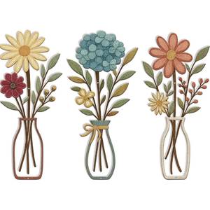lot 11479 image: 3 Piece Metal Flower Wall Art for Bedroom Living Room Rustic Farmhouse Floral Wall Decor for Bathroom Dining Room Boho Home Decorations Modern Minimalism Walls Hanging Sculptures(Yellow Blue)