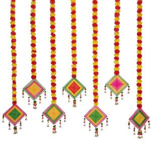 lot 11504 image: Marubhumi Artificial Marigold Flower Strands Garland for Diwali Decor,5 Feet Long Strands, Garland for Decoration, Diwali Decorations for Home, Christmas Decor Wedding Decor, Yellow and Red - 5 PCS