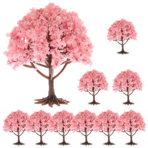 lot 12107 image: Angoily 10pcs Miniature Flower Tree Model Train Scenery Architecture Cherry Blossom Trees Mini Fake Trees for DIY Sand Table Crafts Building Model Scenery Landscape Ornaments