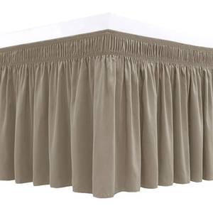 lot 12130 image: Biscaynebay Wrap Around Bed Skirts for King and Cal King Beds Short Drop of 12in, Taupe Adjustable Elastic Dust Ruffles Easy Fit Wrinkle Resistant Silky Luxurious Fabric Machine Washable