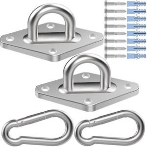 lot 12136 image: Feanron Hammock Hooks 2 Pack, Heavy Duty Hammock Hanging Kit, M10 304 Stainless Steel Pad Eye Hanging Hooks for Porch Swing Hang, 1700Lbs Holding Capacity, Sliver