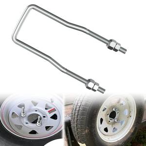 lot 12137 image: Famiron Spare Tire Carrier for Trailer, 9 inch U-Bolt Zinc Plated Spare Tire Mount Bracket, fit Ski Boat, Fishing Boat or Sailboat Trailer