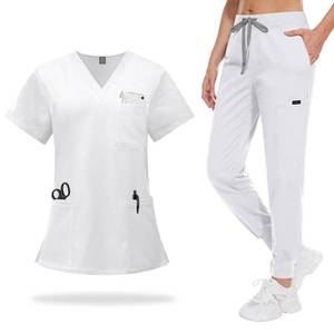 lot 12147 image: VIAOLI Scrubs for Women Set V-Neck Top and 8 Pocket Jogger Scrub Pant - Medical Uniform Nursing Scrub Set