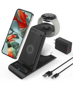 lot 12151 image: Upgraded 3 in 1 Wireless Charger for Google Pixel Watch 32, for Pixel 10 9ProPro XLFold,Buds Pro 2Pro,Fitbit Versa 43,Wireless Charging Station for Multiple Devices (Not for Google Watch 41)