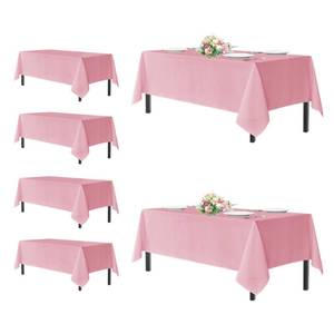lot 13609 image: sancua Rectangle Tablecloths for 8 Foot Tables, 6 Pack - Washable Polyester Fabric Table Cloth for Wedding Christmas Party, Birthday, Banquet Reception, 60x120 Inch, Pink