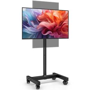 lot 13611 image: AX WABER Mobile TV Floor Stand for 19-50 inch LCD LED FlatCurved Panel Screen TVs up to 55 lbs, Height Adjustable TV Stand Mount with VESA 200x200, Portable TV Stand with Tilt Function AX1007TBM