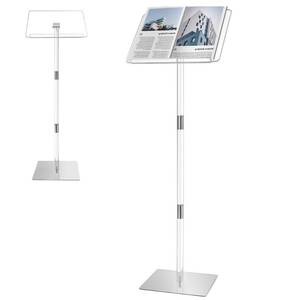 lot 13642 image: koretech Podium Stand, Lecterns and Podiums, Acrylic Podium, Portable Podium Stand, Adjustable Angles with Metal Base, Podium for Classroom, Church, Weddings, Speech, 16in L x 12in W x 46in H, Clear