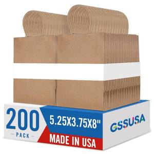 lot 13648 image: GSSUSA 200 Pack Brown Paper Bags 5.25x3.75x8 Inch Small Gift Bags with Handles Bulk, Brown Kraft Bag for Small Business, Sturdy Grocery Retail Shopping Birthday Party Favor Craft Bag