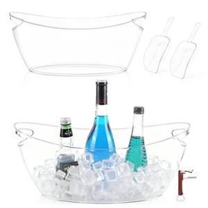 lot 13649 image: Ice Buckets for Parties, 2 Pack 5.5L Clear Acrylic Champagne Beverage Buckets Tub with Scoops and Wine Bottle Opener, Large Ice Bucket for Mimosa Bar, Wine, Beer, Cocktails and Drinks (3-5 Bottles)