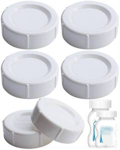 lot 14004 image: 6pcs Travel and Storage Baby Bottle Caps for Dr. Brownfts Natural Flow Wide Neck Bottles - BPA-Free PP Baby Bottle Leakproof Lids Replacement with Sealing Rings, Freezer-to-Dishwashers Safe