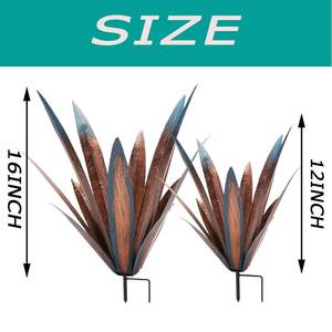 lot 14009 image: Muciwa 2 PCS Metal Agave Sculpture Decoration, Vintage Country Hand-Painted Sculpture DIY Metal Agave Plant, Home Garden Courtyard Lawn Outdoor Decoration (2PCS)