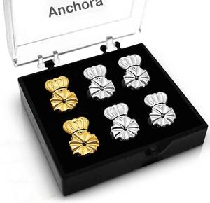 lot 14016 image: Anchora Original Magic Earring Backs for Droopy Ears  Earrings Lifters for Heavy Earring  Earlobe Secure Clear Miracle  Fits Standard 20G  0.8mm Posts ONLY (2 Silver 1 Gold)