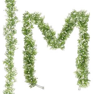 lot 14027 image: Impulja Artificial Flower,5.9 FT-2 Pcs Real Touch Faux Hanging Baby Breath Garland,Fake Babys Breath Gypsophila for Wedding Arch Flowers, New Year Decor, Baby Shower, and Home Decor(White)