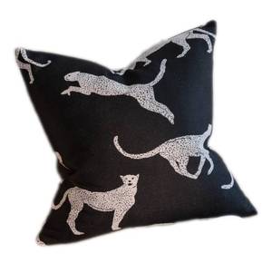 lot 14037 image: Croker Horse 18x18ftft Throw Pillow Cushion Covers - Black Embroidery Leopard Cheetah Luxury Modern Style Couch Sofa Pillow Cover for Living Room Bedroom