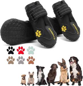lot 14056 image: Expawlorer Dog Shoes for Large Dogs, Dog Shoes for Hot Pavement Hiking Walking, Anti-Slip Rugged Sole,Waterproof Dog Booties for Outdoor Rain Days, All Weather Dog Boots and Paw Protectors (Black)