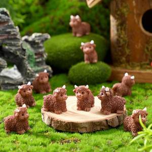 lot 14059 image: Wesiti 100 Pcs Mini Highland Cow Figurines Bulk Mini Cow Figurines Cake Decorations Cute Miniature Resin Sculpture Ornament Micro Landscape Office Garden Desk Party Tabletop Decor