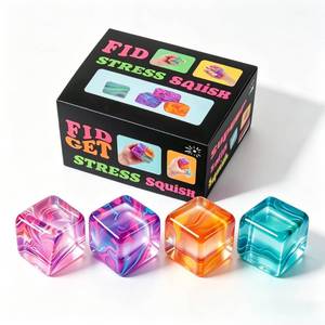 lot 14061 image: 4Pack Fidget Toys Mini Squishy Stress Cube, Stress Balls for Kids, Adults Squishies Anxiety Stress Relief, Ice Squishy Cube Sugar Balls, Sensory Toys for Kids with Autism, Fidgets for Classroom Prize