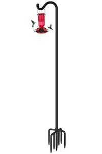 lot 15515 image: FEED GARDEN Adjustable Shepherd Hook Bird Feeder Pole with 7 Prongs Base, 108 Inch Tall 58 Inch Thick, Heavy Duty Outdoor Garden Poles for Hanging Bird Feeders, Plant Baskets, Black (1 Pack)