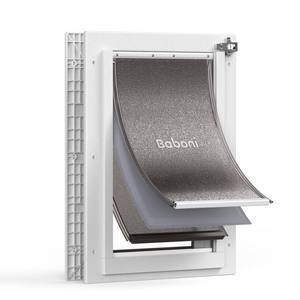 lot 15516 image: Baboni 3-Flaps Pet Door for Interior and Exterior Doors, Durable Plastic Frame and Telescoping Tunnel, Aluminum LockMetal Panel, Strong Magnetic Flaps, Never Rust Dog Door (Pets Up to 40 Lb) -Medium