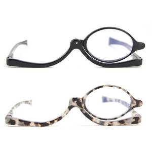 lot 16388 image: Bencaley 2 Pairs Makeup Reading Glasses for Women, Magnifying Flip Down Cosmetic Readers, Make Up Glasses with Spring Hinge 2.50 Black and Tortoise