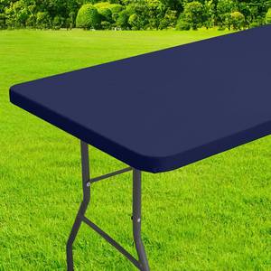 lot 16389 image: homing Rectangle Table Cloth Cover, Waterproof Polyester Elastic Fitted Tablecloth, Fits for 6 Foot Folding Tables, Washable Table Protector for Picnic, Camping, Outdoor (Navy Blue, 30in x 72in)