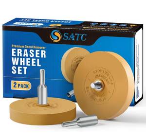 lot 16392 image: S SATC Decal Remover Eraser Wheel 2Pack Rubber Wheel Eraser with Drill Adapter Kit Car Emblem Pinstripe Graphics Stickers and Vinyl Removal Tool Adhesive Remover Wheel Air Tool for Drill