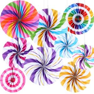 lot 16397 image: Outus Hanging Paper Fans Decorations Candy Party Classroom Decoration Colorful Peppermint Candy Paper Fan Ceiling Wall Garland for Candyland Themed Birthday Party Supplies(9 Pcs,Design)