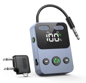 lot 16399 image: BabbleCom Bluetooth 5.3 Transmitter Receiver, 2-in-1 Adapter for Airplane, Bluetooth Transmitter for 3.5mm Aux Jacks Headphone, TV, Home Stereo, Speakers, Headphone, Car, Dual Connection