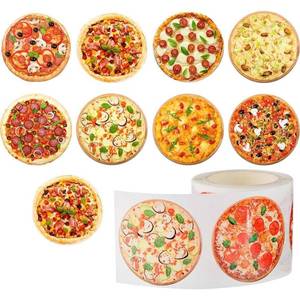 lot 18235 image: 500 PCS Pizza Roll Stickers, 8 Styles Waterproof Vinyl Gourmet Pizza Decals for Skateboard, Fridge, Laptop, Phone, Luggage, Trendy Stickers for Teens, Adults, Boys and Girls(Pizza)