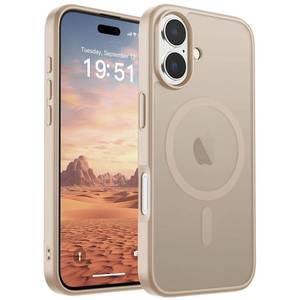 lot 18240 image: SUPFINE Magnetic for iPhone 17 Case (Compatible with MagSafe)(Military Grade Drop Protection) Translucent Matte Shockproof with Anti-Fingerprint Phone Cover,Desert Gold