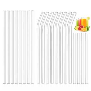 lot 18252 image: Kiemeu 20 Pack Clear Glass Straws Shatter Resistant, 8 mm Thin Glass Straws, Family Pack