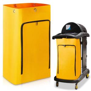lot 18266 image: Meanplan 1 Pack Cleaning Cart Bag Zippered Front Replacement Janitorial Cart Thick Bag Large Capacity Commercial Cleaning Bags for Housekeeping Carts, Yellow (26.5 x 15.5 x 10.5 Inch)