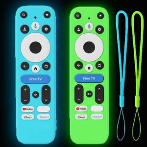 lot 18273 image: 2 Pack TOKERSE for Onn 4K Pro Remote, Cover Compatible with Onn Google TV 4K PlusPro Remote Control Anti Slip Shockproof Silicone Protective Sleeve Skin with Lanyard Glow in The Dark - Blue Green