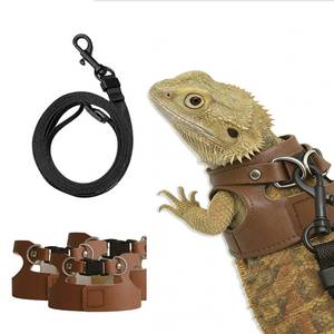 lot 18275 image: Adjustable Bearded Dragon Harness and Leash Set - Escape-Proof Walking Accessories for Bearded Dragons, Lizards, Small Pets - 3 Packs (SML) for Lizards of Different Sizes (Brown)
