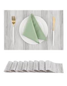 lot 18276 image: Leetaltree Lightsteel Black Placemats Set of 8 - Heat Resistant Non-Slip Place mats for Dining Table, Washable Durable PVC Vinyl Woven Table Mats (Lightsteel Black, 8)