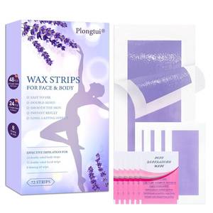lot 18281 image: 72PCS At Home Wax Strips for Hair Removal, 48 Body  24 Face Wax Strips with 8 Calming Oil Wipes,Hypoallergenic for All Skin Types,Waxing Kit for Women and Men - Legs,Arms,Bikini,Brazilian,Back
