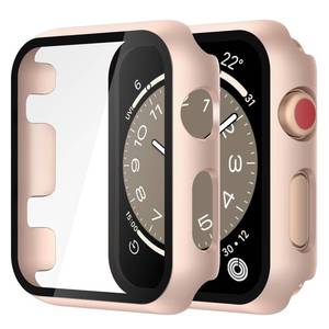 lot 18288 image: Misxi 2 Pack Tempered Glass Case Compatible for Apple Watch Series 3 Series 2 42mm, Hard PC Screen Protector Overall Protection Scratch-Resistant Cover for iWatch, 1 Rose Gold  1 Transparent