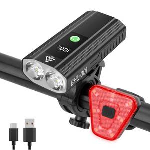 lot 18289 image: 3000 Lumens Super Bright Bike Lights for Night Riding, 5000mAh USB C Rechargeable LED Bicycle Light Front and Rear, Headlight and Back Tail Light Set for Road Mountain (Black, 1 Set)