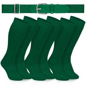 lot 18290 image: Gnodio 3 Pairs Baseball Socks and Belt Combo Youth Boys Softball Football Socks and Elastic Baseball Belts for Boys Girls